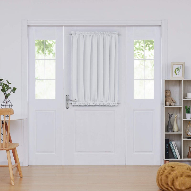 Deconovo Blackout Door Curtain for Glass Doors & Sidelights, Thermal Insulated Privacy Panel with Dual Rod Pockets & Adjustable Tieback, Machineâ€‘Washable Curtain (54W x 40L, Greyish White, 1 Panel) - Image 1
